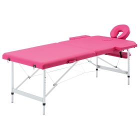 Foldable Massage Table 2 Zones Aluminum Pink