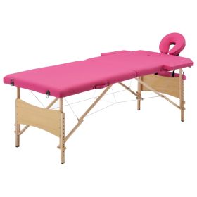 Foldable Massage Table 2 Zones Wood Pink