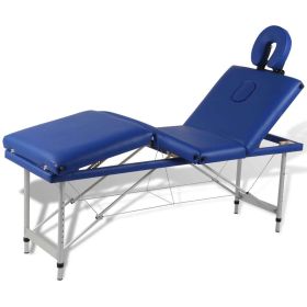 Blue Foldable Massage Table 4 Zones with Aluminum Frame