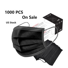 Respir-Shieldâ„¢ 1000PCS - 3 PLY Black Non-Medical Disposable Face Masks; Comfortable Elastic Ear loops Face Masks; Breathable for Daily Protection Ai