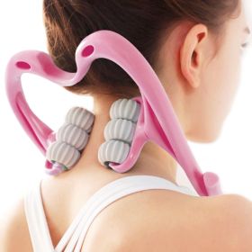 Neck Roller Massager 360Âº Rotatable Trigger Point Roller Portable Massager with 6 Balls for Neck Leg Thigh Foot Pain Relief (Color: Pink)