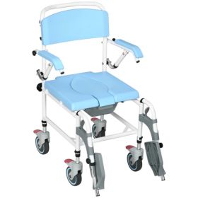 Bathroom Wheelchair, Commode Wheelchair, Rolling Shower Wheelchair with 4 Castor Wheels (Color: As Picture)